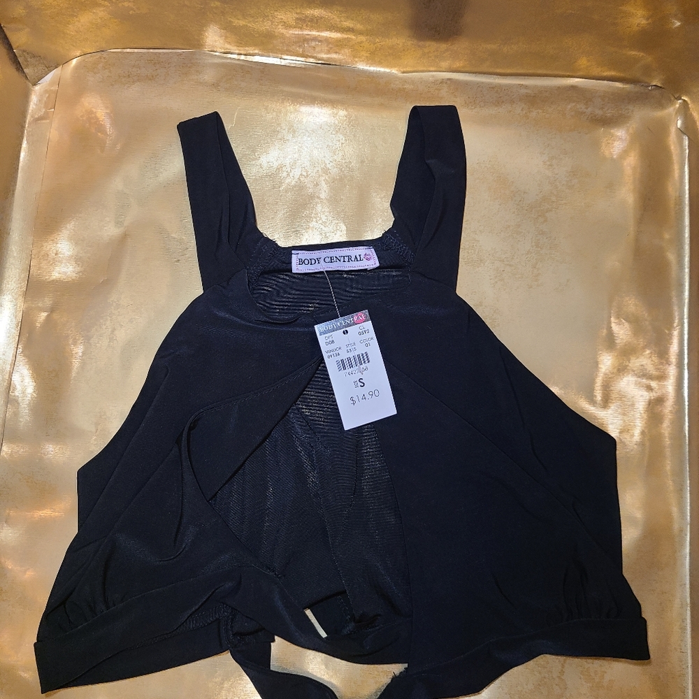 Body Central Black Crop Top with keyhole